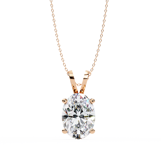 Ovel Cut 2.8ct Diamond Pendant Rose Gold