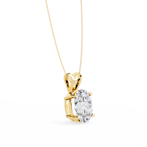 Ovel Cut 2.8ct Diamond Pendant Yellow Gold