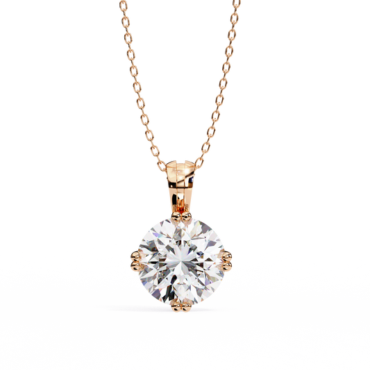 Round Cut 2.20ct Diamond Pendant Rose Gold