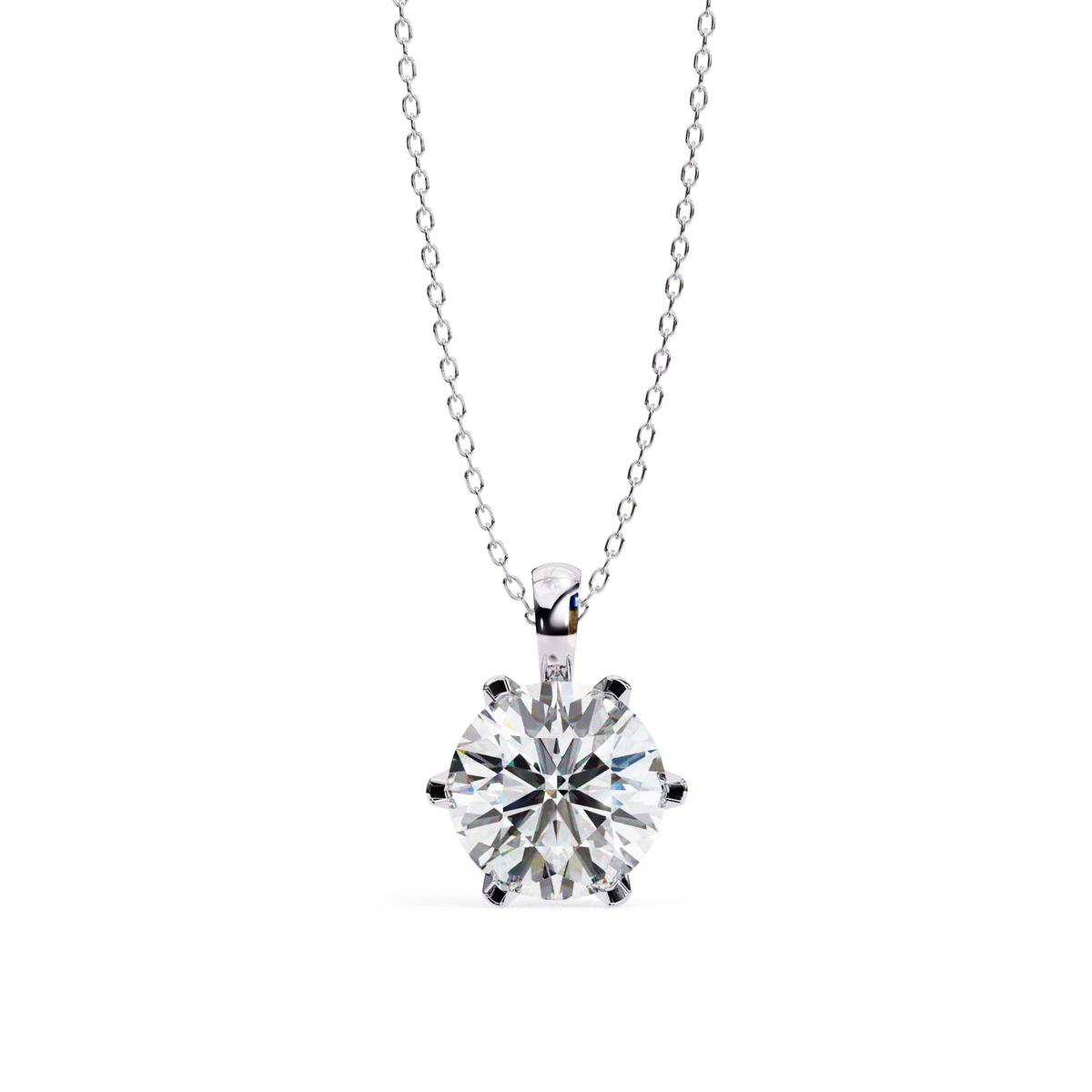 6 Round Cut Diamond Pendant White Gold