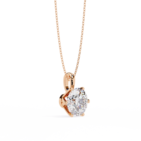 6 Round Cut Diamond Pendant Rose Gold