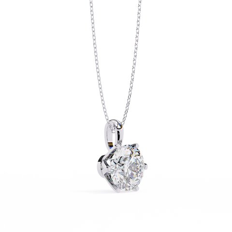 6 Round Cut Diamond Pendant White Gold