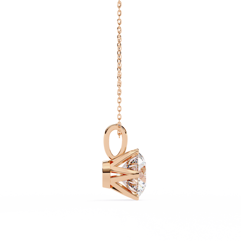 6 Round Cut Diamond Pendant Rose Gold