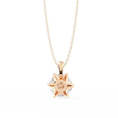 6 Round Cut Diamond Pendant Rose Gold