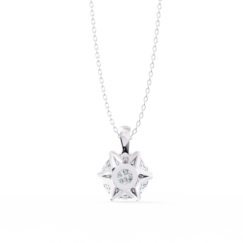 6 Round Cut Diamond Pendant White Gold