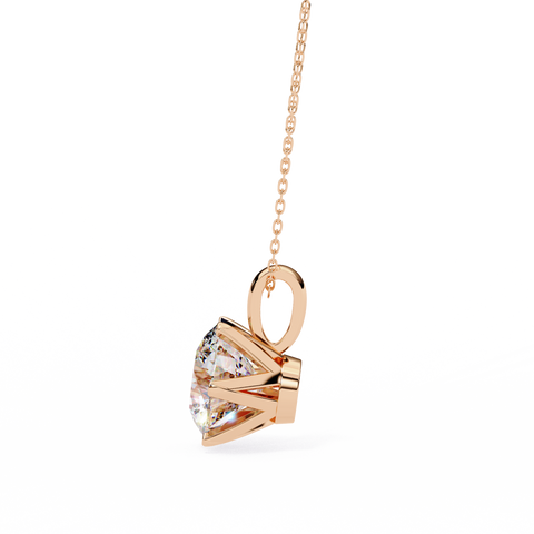 6 Round Cut Diamond Pendant Rose Gold