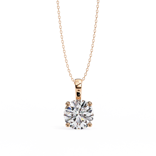 Cushion Square Diamond Solitaire Pendant Rose Gold