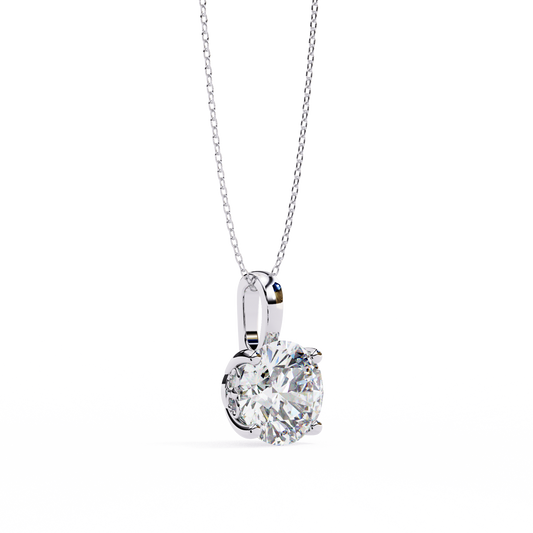 Cushion Square Diamond Solitaire Pendant White Gold
