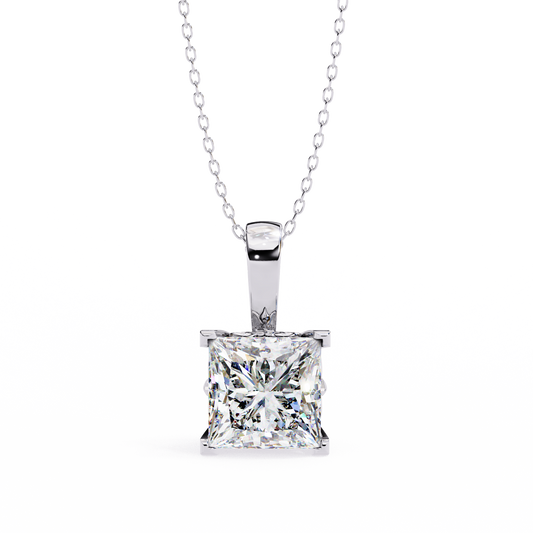 Princess Cut 2.62ct Diamond Pendant White Gold