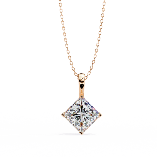 Princess Cut Diamond Pendant Rose Gold
