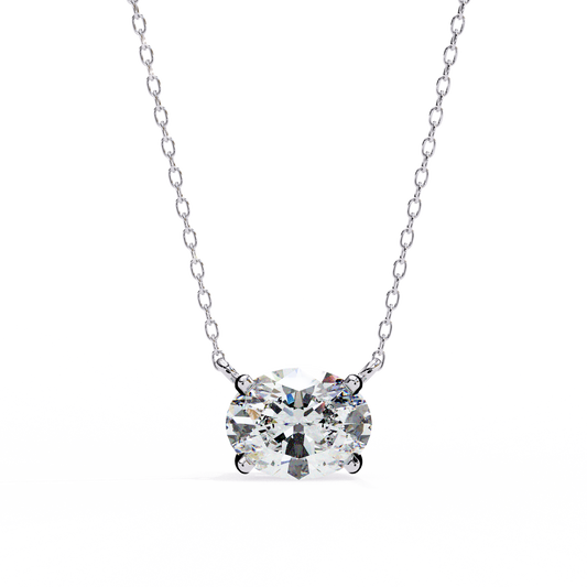 Ovel Cut 1.66ct Diamond Pendant White Gold