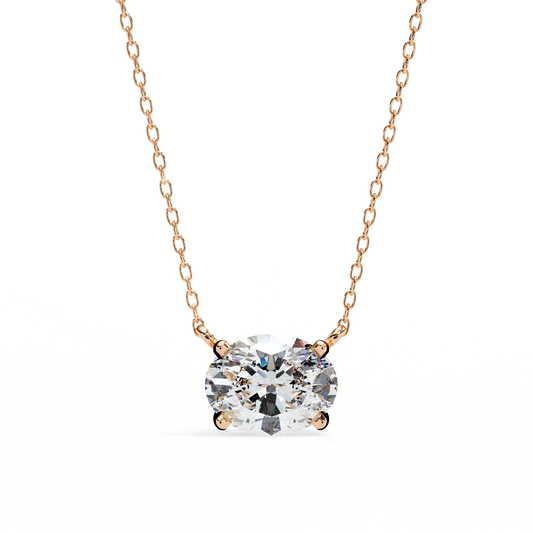 Ovel Cut 1.66ct Diamond Pendant Rose Gold