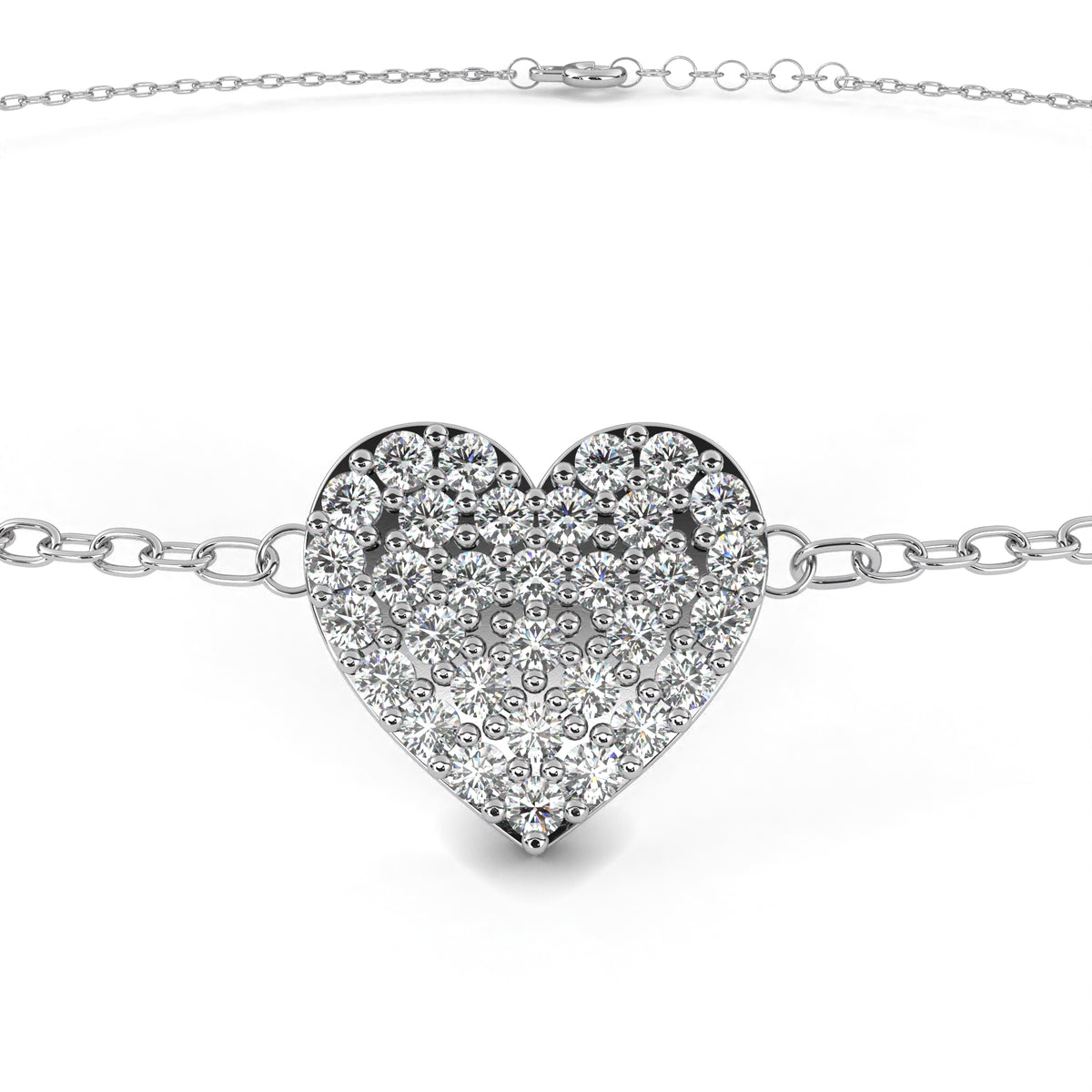 Pave Set Diamond Heart Lab Made Women Bracelets