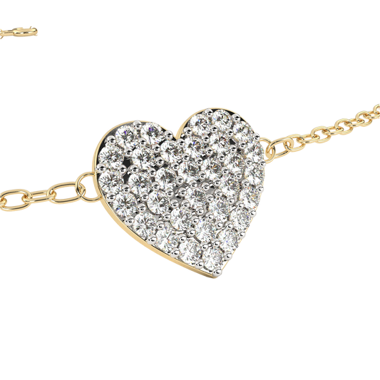 Heart Bracelet 14k Gold Diamond - 0.21ct Yellow Gold