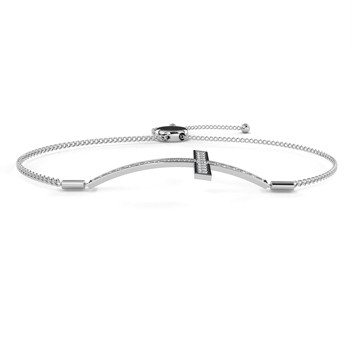 Sideways Cross Chain Lab Made Women Bracelets